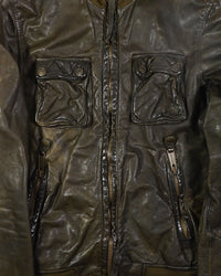 2000's Dsquared Hooded Leather Jacket Green