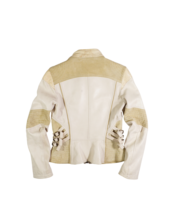 2000's Roberto Cavalli Python Leather Jacket Beige