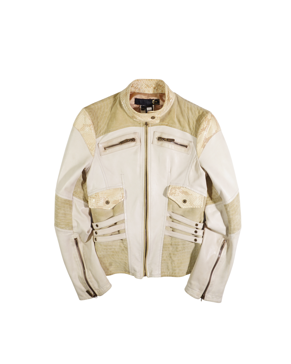 2000's Roberto Cavalli Python Leather Jacket Beige