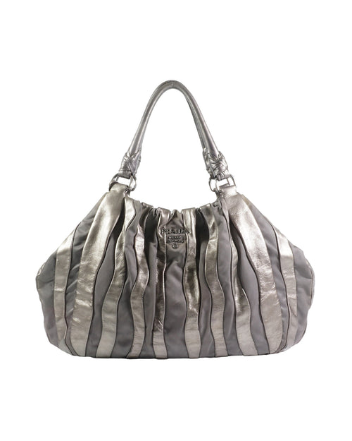 2000's Prada Nappa Leather Waves Bag Silver