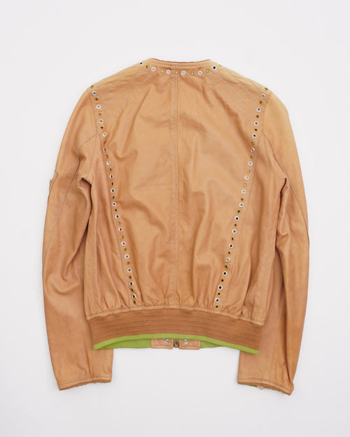 2000's Roberto Cavalli Leather Jacket Beige