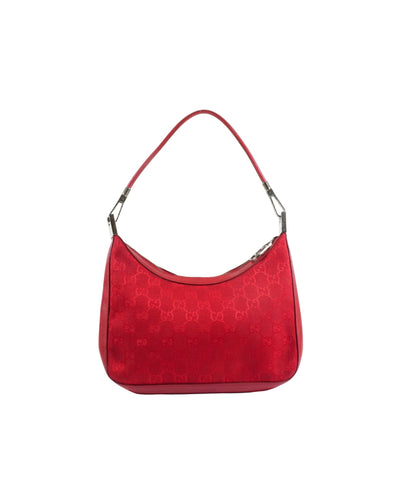 2000's Gucci Red Canvas Hobo Bag