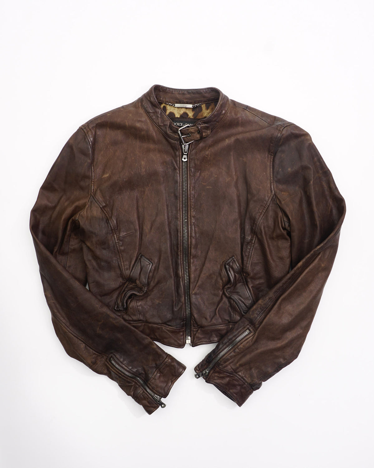 2000's Dolce & Gabbana Leather Jacket Brown
