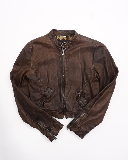 2000's Dolce & Gabbana Leather Jacket Brown