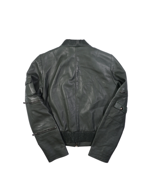 2000's Dolce & Gabbana Multizip Leather Jacket Green