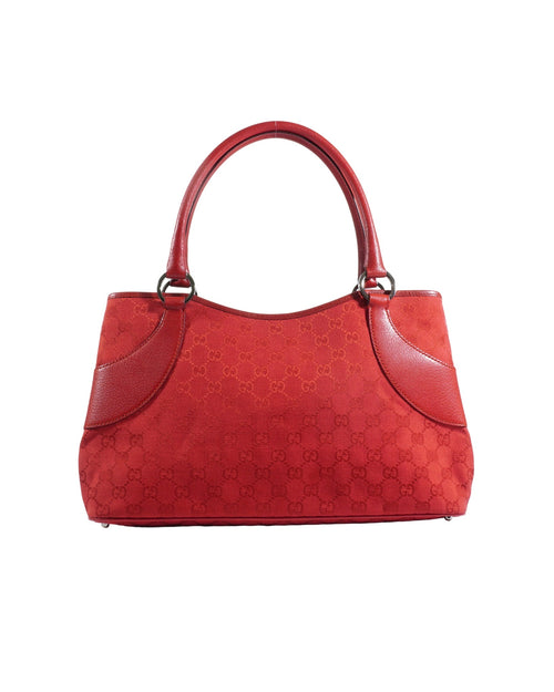 Gucci Red Leather Monogram Canvas Bag