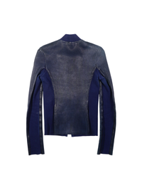 SS2010 Gucci Blue Ribbed Leather Jacket