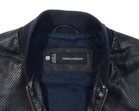 2000's Dsquared2 Perforated Leather Jacket Navy
